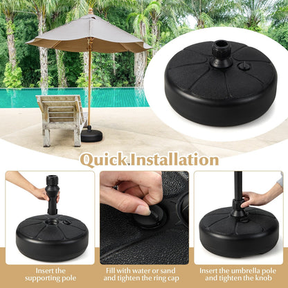 27 lbs Fillable Round Umbrella Base Stand for Yard Garden Poolside, Black Outdoor Umbrella Bases   at Gallery Canada