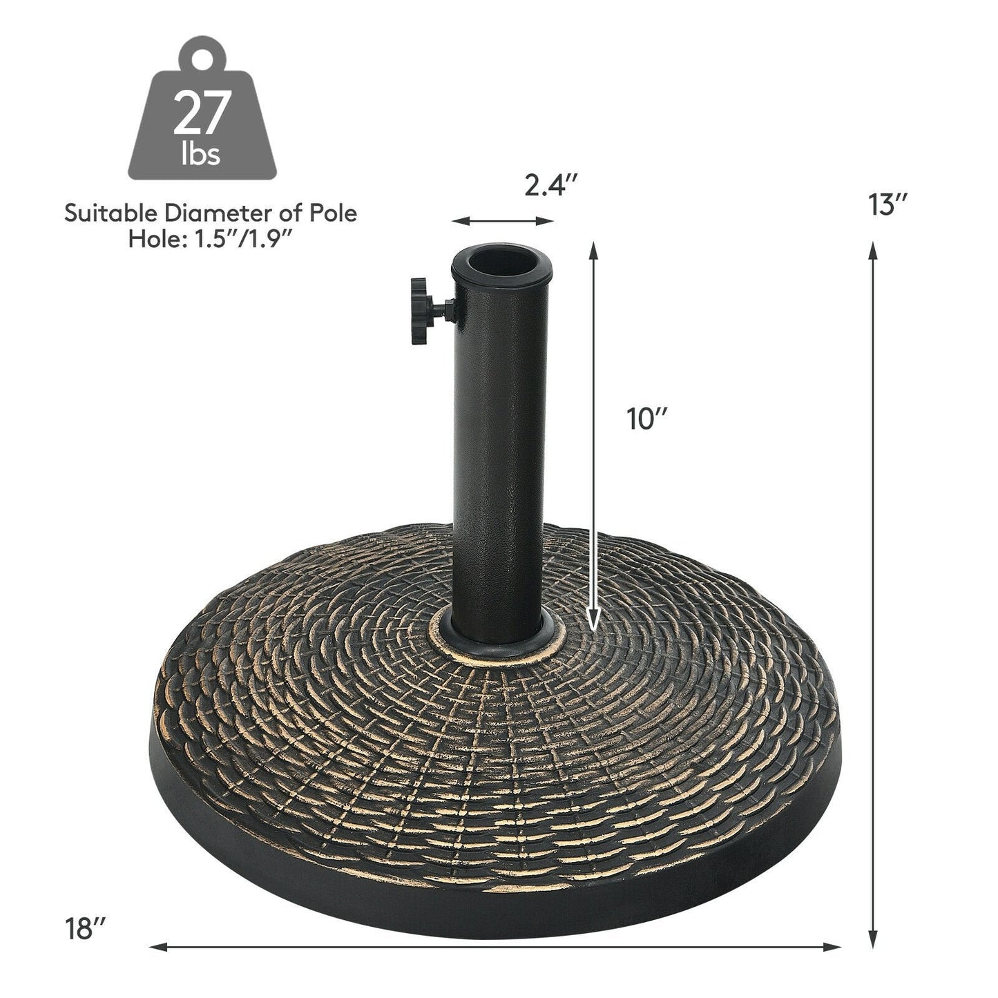 27 lbs Patio Market Umbrella Base Stand, Bronze Outdoor Umbrella Bases   at Gallery Canada