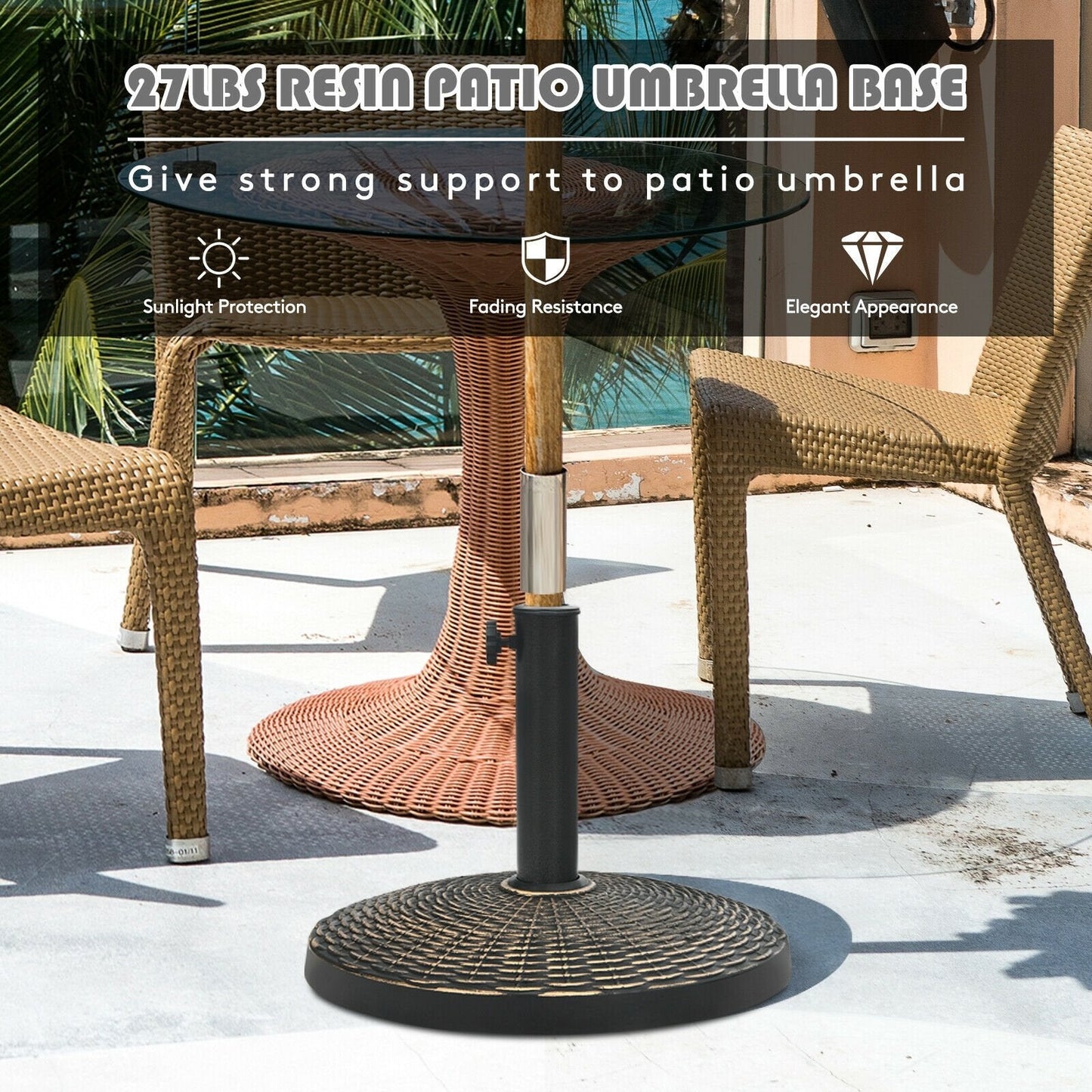 27 lbs Patio Market Umbrella Base Stand, Bronze Outdoor Umbrella Bases   at Gallery Canada