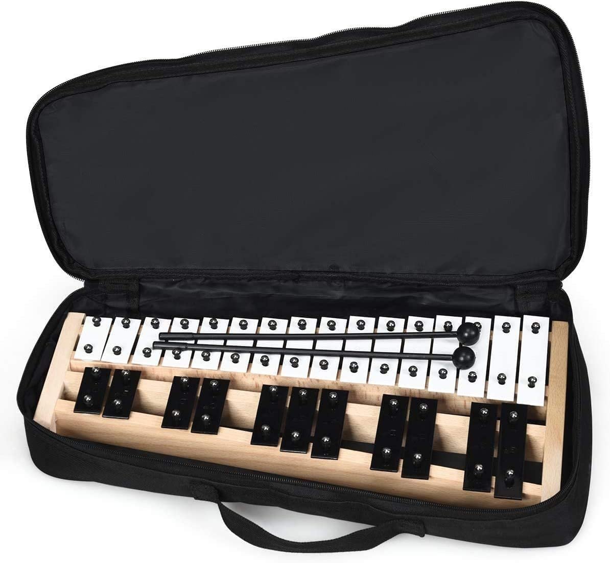 27 Note Glockenspiel Xylophone with 2 Rubber Mallets, Black & White Drums & Percussion   at Gallery Canada