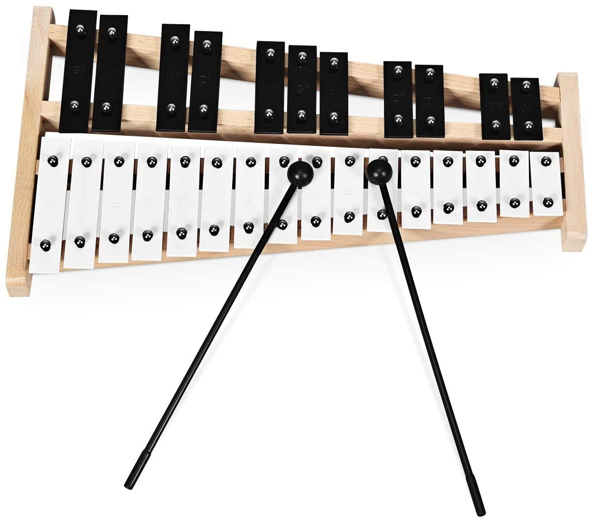 27 Note Glockenspiel Xylophone with 2 Rubber Mallets, Black & White Drums & Percussion   at Gallery Canada