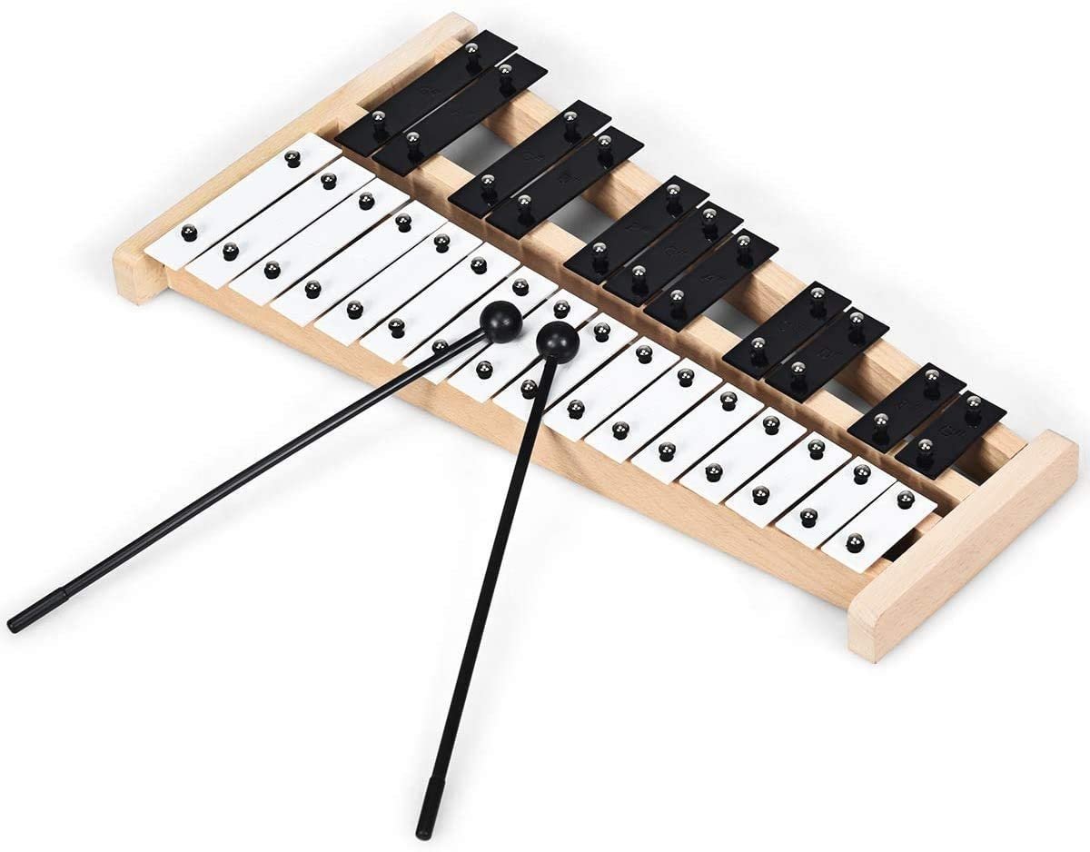 27 Note Glockenspiel Xylophone with 2 Rubber Mallets, Black & White Drums & Percussion   at Gallery Canada