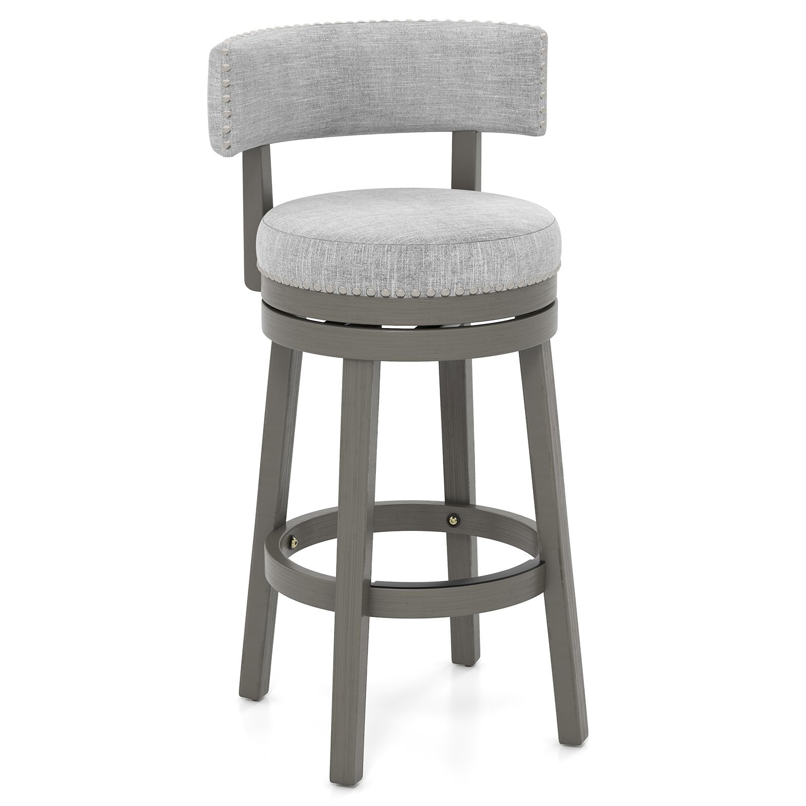 27/31 Inch Swivel Bar Stool with Upholstered Back Seat and Footrest-31 inches Bar Stools   at Gallery Canada