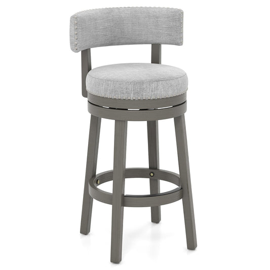 27/31 Inch Swivel Bar Stool with Upholstered Back Seat and Footrest-31 inches Bar Stools   at Gallery Canada