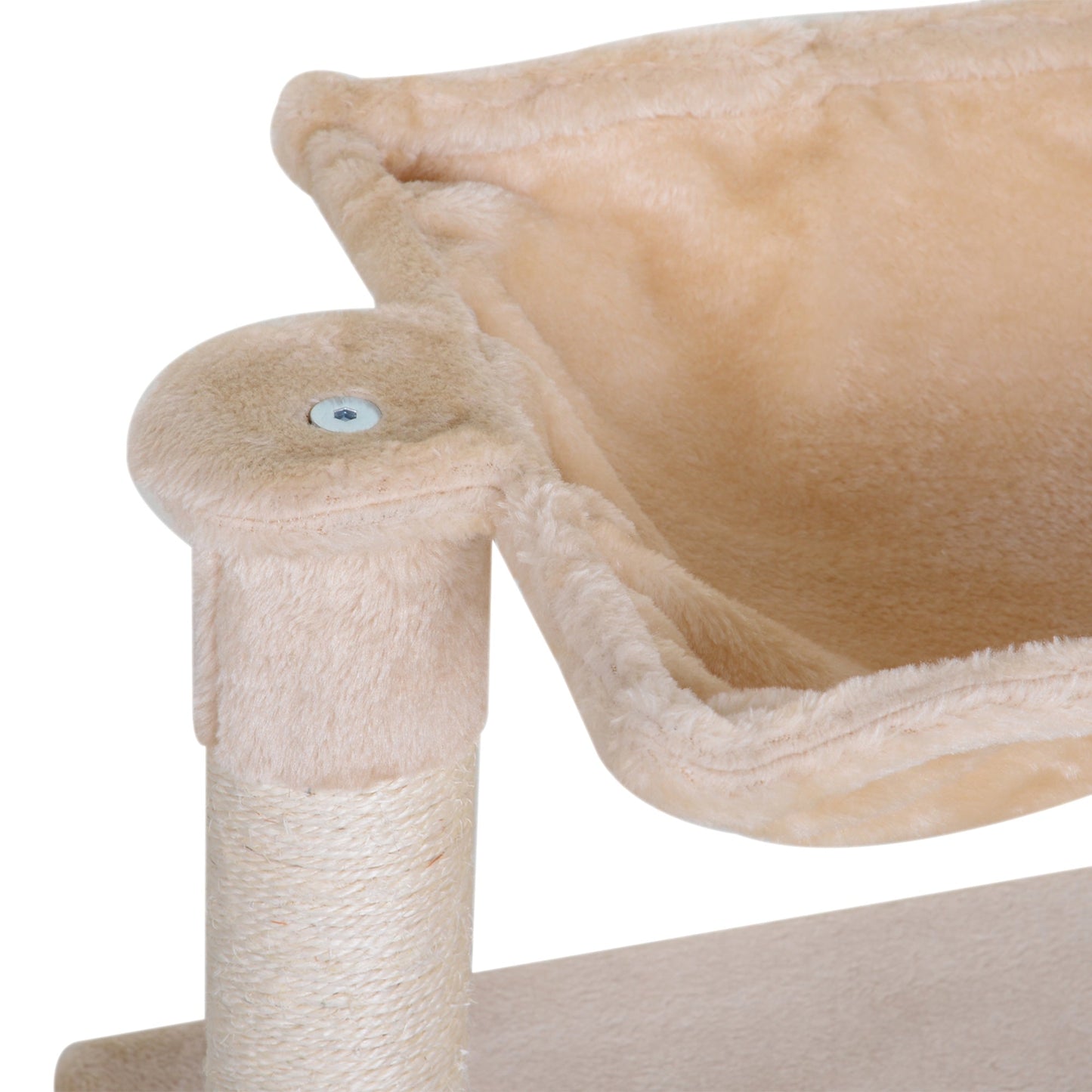 27.5" Cat Tree Hammock with 3 Natural Sisal Scratching Post, Teasing Toy - Beige Cat Posts   at Gallery Canada