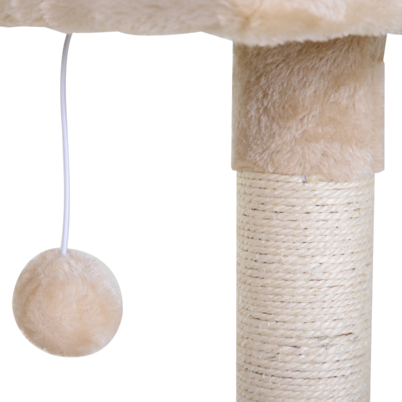 27.5" Cat Tree Hammock with 3 Natural Sisal Scratching Post, Teasing Toy - Beige Cat Posts   at Gallery Canada