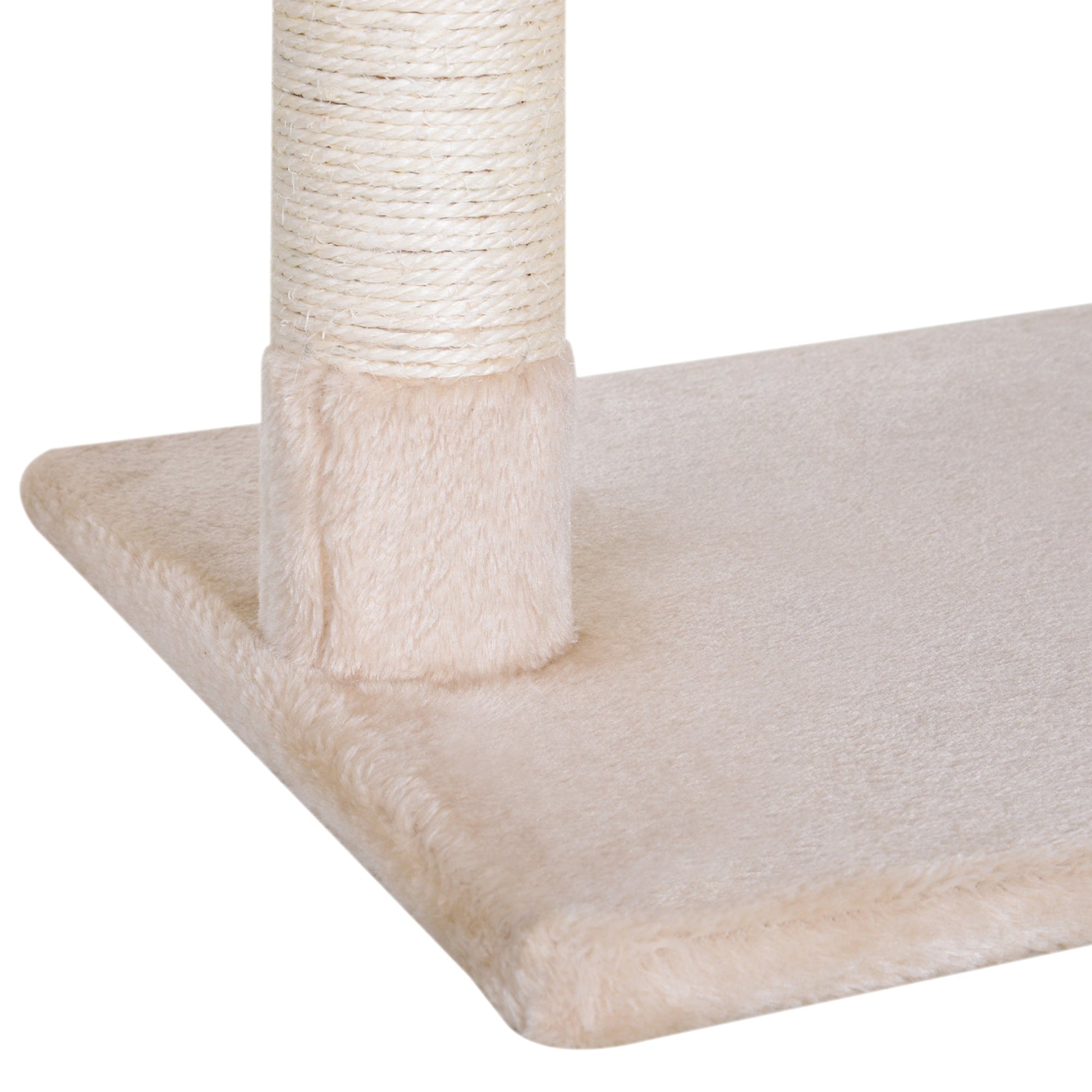 27.5" Cat Tree Hammock with 3 Natural Sisal Scratching Post, Teasing Toy - Beige Cat Posts   at Gallery Canada