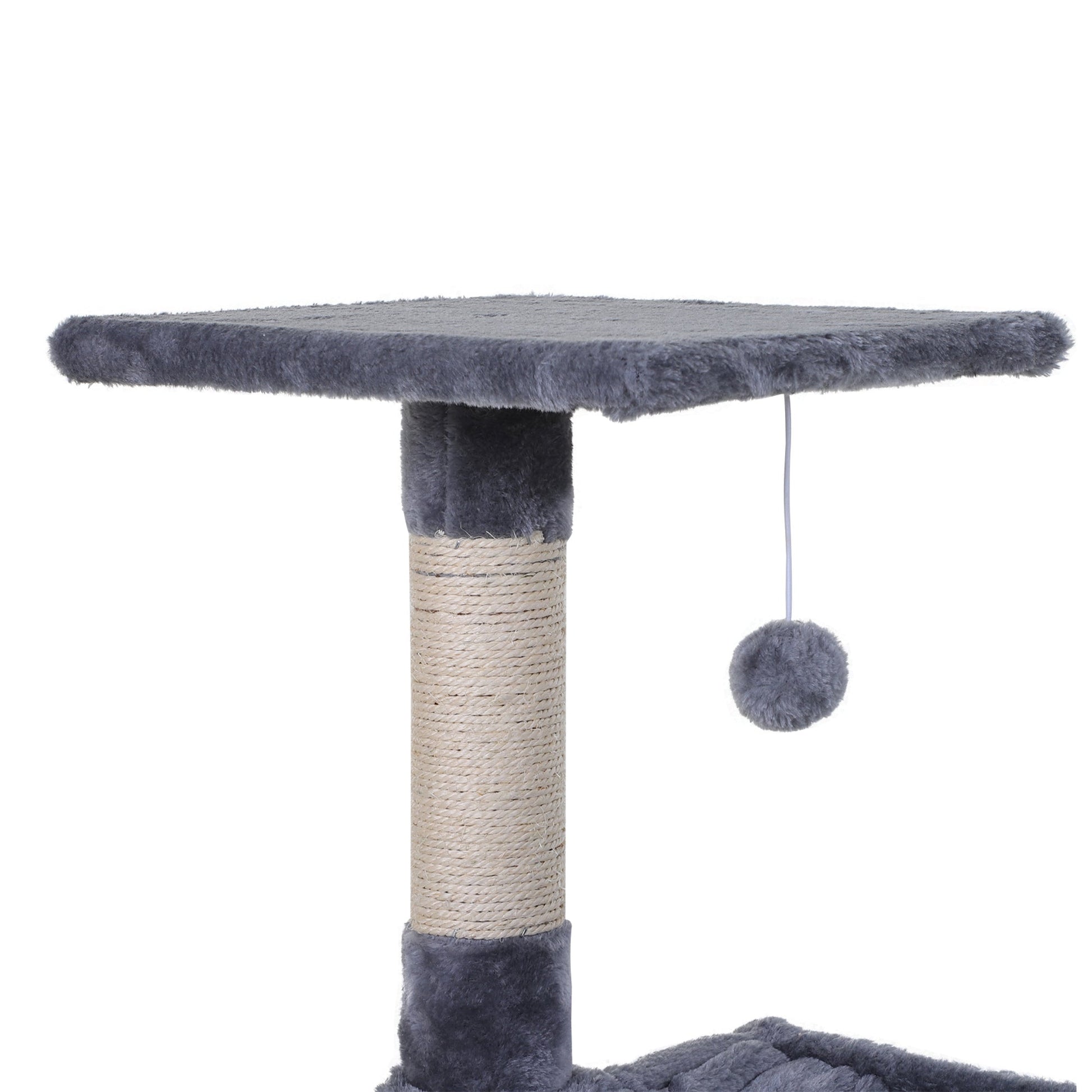 27.5" Cat Tree Tower Kitten House Condo Furniture Hammock Bed with Natural Sisal Scratching Post Teasing Toy, Light Grey Cat Posts   at Gallery Canada