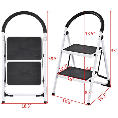 2.75 Feet Folding Step Stool with Iron Frame and Anti-Slip Pedals for 330lbs Capacity, Black Ladders   at Gallery Canada