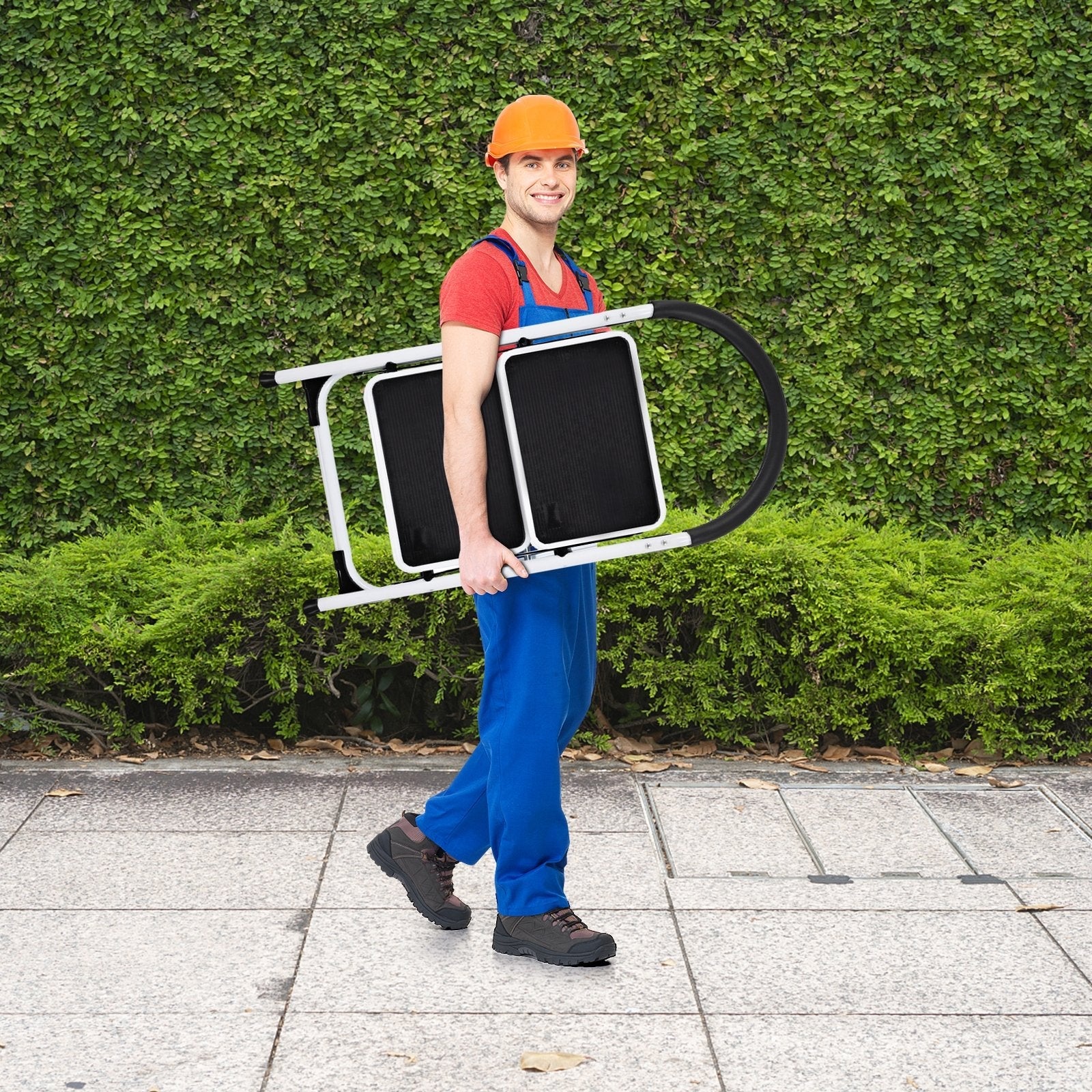 2.75 Feet Folding Step Stool with Iron Frame and Anti-Slip Pedals for 330lbs Capacity, Black Ladders   at Gallery Canada