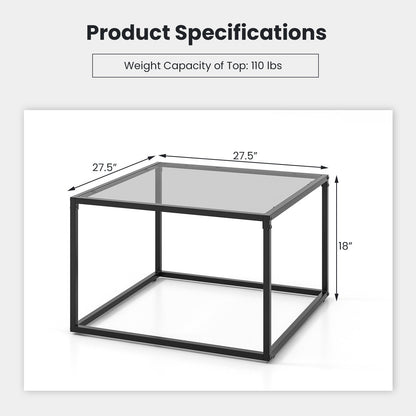 27.5 Inch Home Square Tea Table with Heavy-duty Metal Frame, Gray Coffee Tables   at Gallery Canada