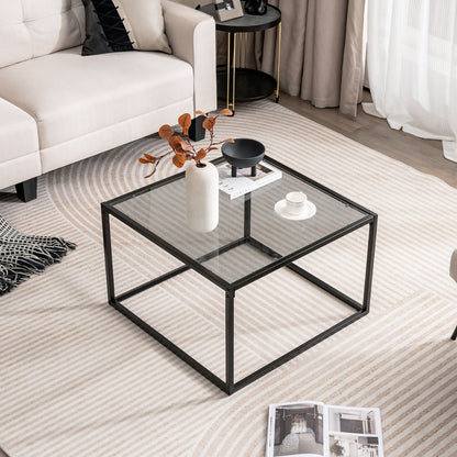 27.5 Inch Home Square Tea Table with Heavy-duty Metal Frame, Gray Coffee Tables   at Gallery Canada