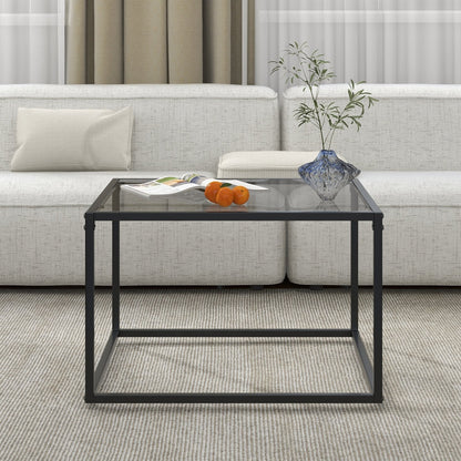 27.5 Inch Home Square Tea Table with Heavy-duty Metal Frame, Gray Coffee Tables   at Gallery Canada