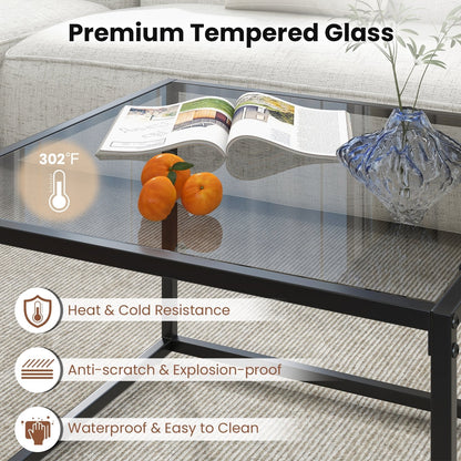 27.5 Inch Home Square Tea Table with Heavy-duty Metal Frame, Gray Coffee Tables   at Gallery Canada