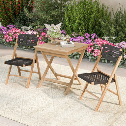 27.5 Inch Patio Bistro Table with Slatted Tabletop and Sturdy Wood Frame, Natural Patio Coffee Tables   at Gallery Canada