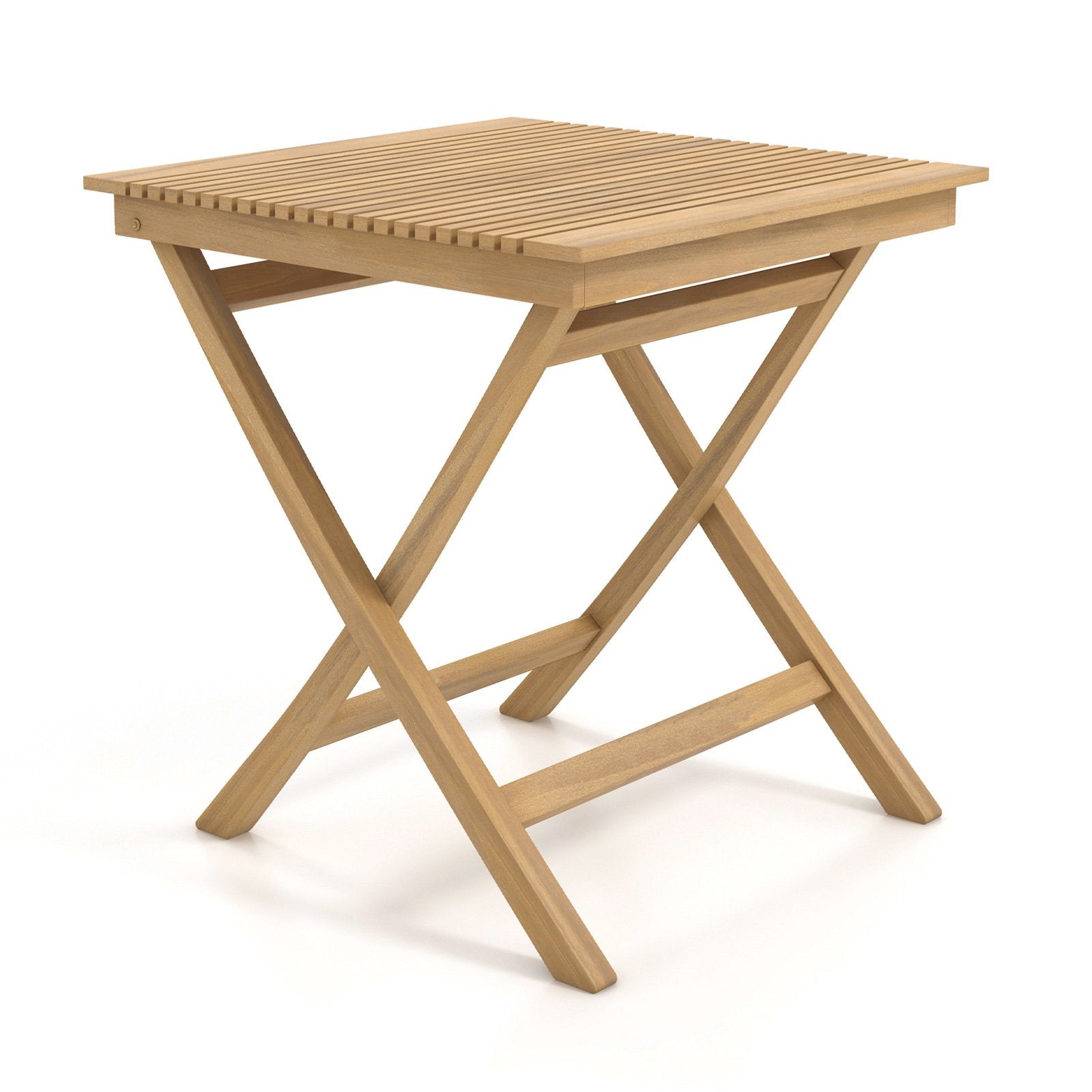 27.5 Inch Patio Bistro Table with Slatted Tabletop and Sturdy Wood Frame, Natural Patio Coffee Tables   at Gallery Canada