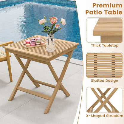 27.5 Inch Patio Bistro Table with Slatted Tabletop and Sturdy Wood Frame, Natural Patio Coffee Tables   at Gallery Canada