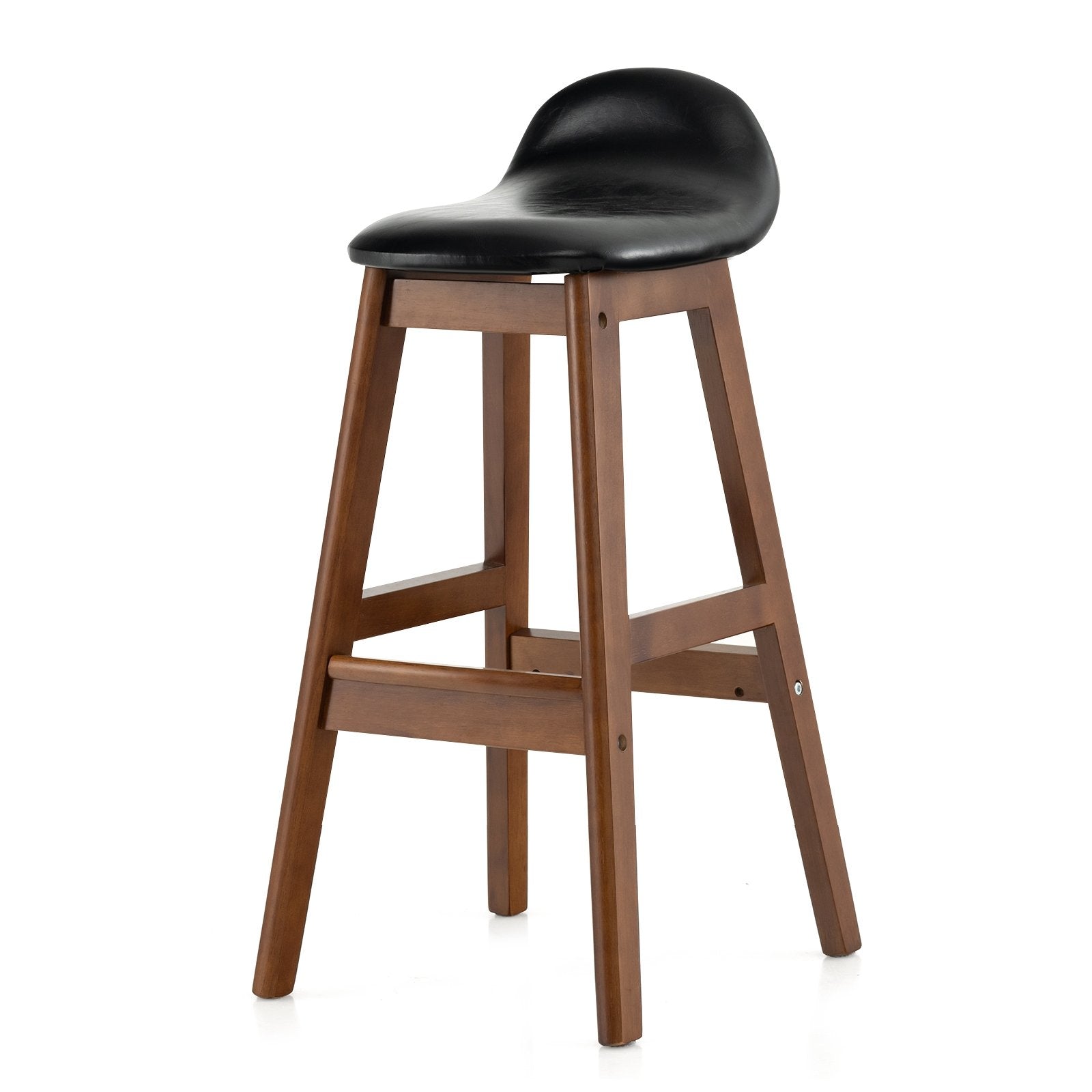 27.5 Inch Set of 2 Upholstered PU Leather Barstools with Back Cushion, Brown Bar Stools   at Gallery Canada