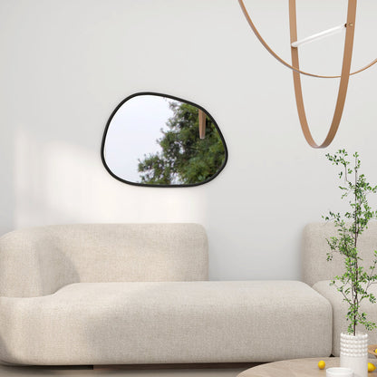 27.5" x 19.5" Irregular Mirror, Decorative Vanity Mirror with Pine Wood Frame for Bathroom, Living Room, Bedroom, Black Wall Mirrors   at Gallery Canada