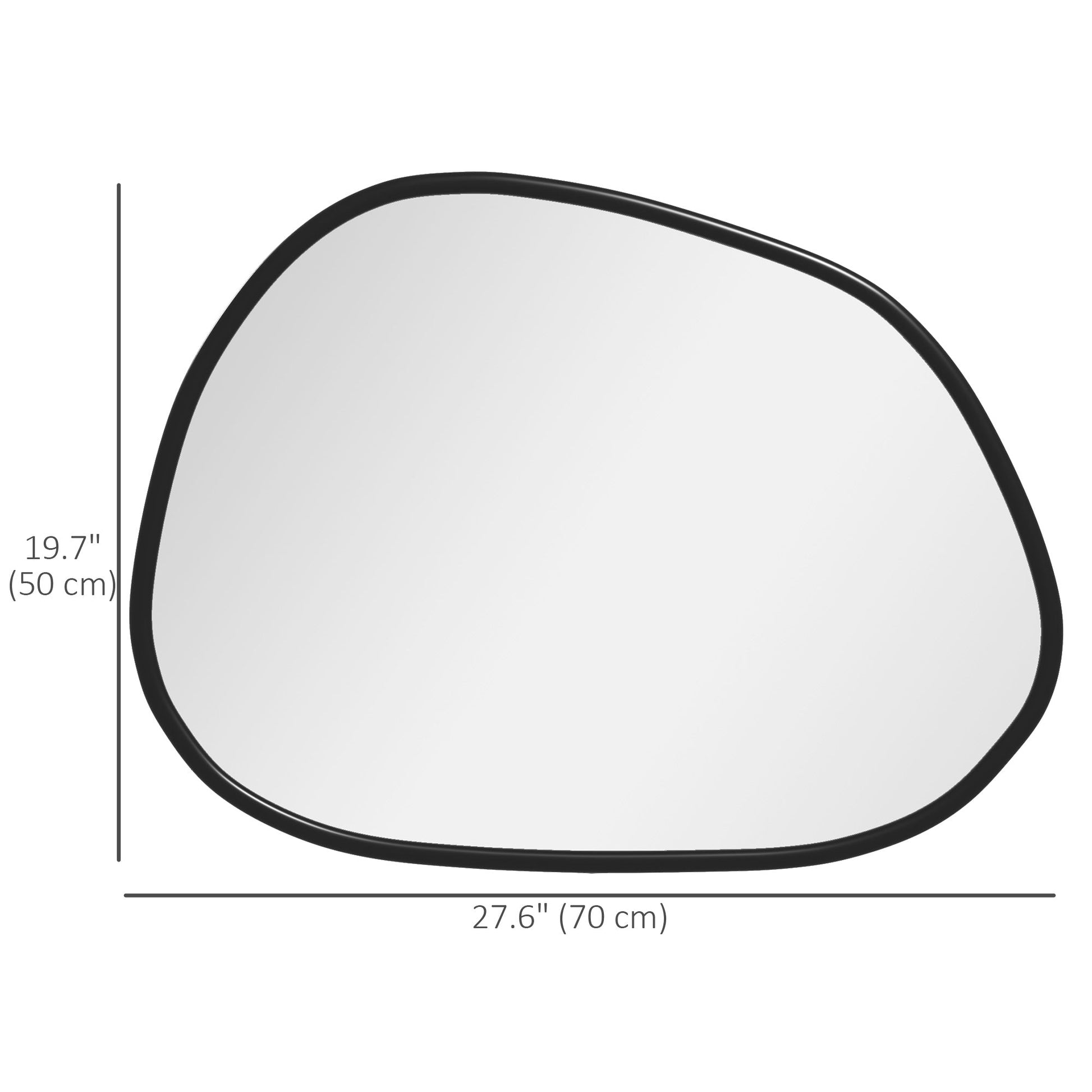 27.5" x 19.5" Irregular Mirror, Decorative Vanity Mirror with Pine Wood Frame for Bathroom, Living Room, Bedroom, Black Wall Mirrors   at Gallery Canada