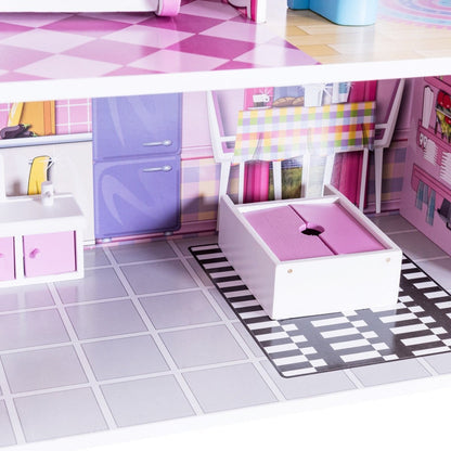 28 Inch Pink Dollhouse with Furniture, Pink Play Tents & Playhouse   at Gallery Canada