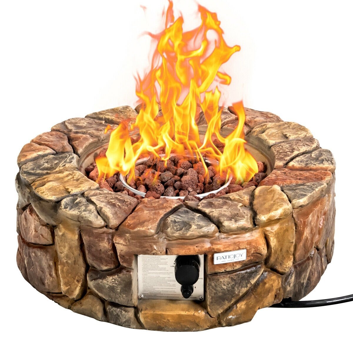 28 Inch Propane Gas Fire Pit Outdoor 40 000 BTU Stone, Brown Fire Pits   at Gallery Canada