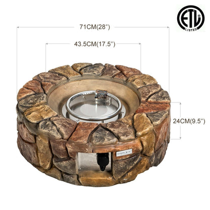 28 Inch Propane Gas Fire Pit Outdoor 40 000 BTU Stone, Brown Fire Pits   at Gallery Canada