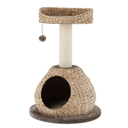 28 Inches Hand-Made Cat Tree Tower with Jump Platform, Coffee Cat Trees Condos & Scratchers   at Gallery Canada