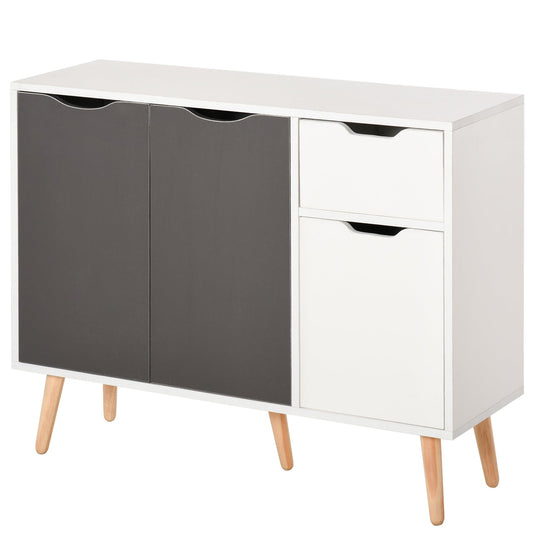 28" Sideboard Floor Standing Storage Cabinet with Drawer Solid Frame for Living Room, Home Office, Grey Bar Cabinets Multi Colour  at Gallery Canada