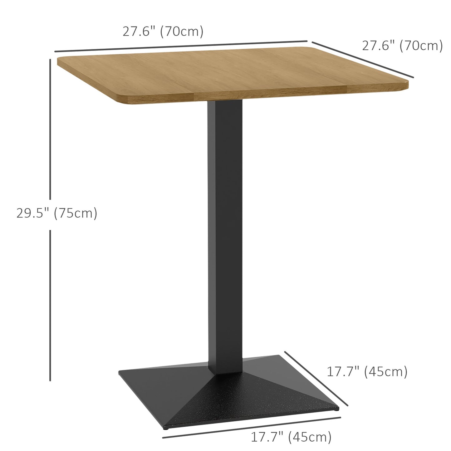 28" Square Dining Table, Modern Dining Room Table with Steel Base, Space Saving Small Kitchen Table, Dark Brown Bar Tables & Dining Tables   at Gallery Canada