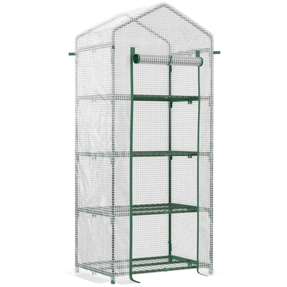 28" x 20" x 63" Portable Greenhouse with 4 Tier Shelves Outdoor Hot House Plant Flower Greenhouse, Steel Frame, PE Cover, White Walk In Greenhouses Multi Colour  at Gallery Canada