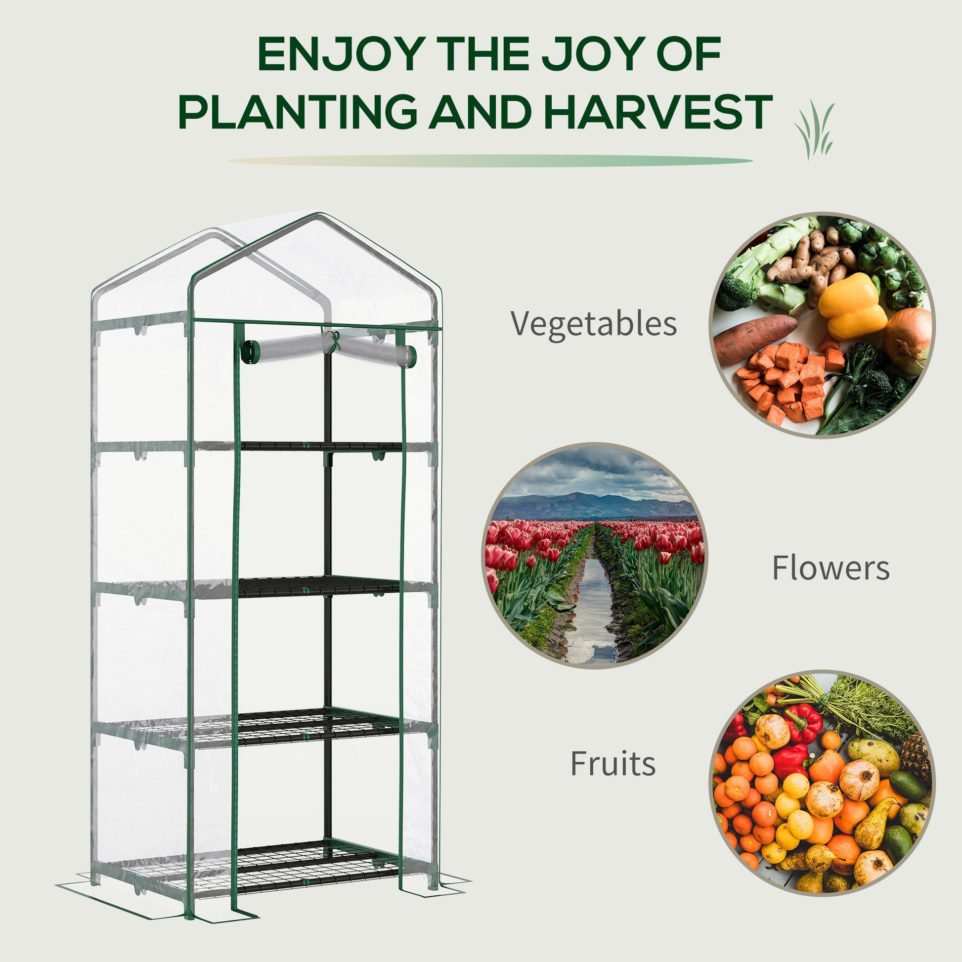 28" x 20" x 63" Portable Greenhouse with 4 Tier Shelves Outdoor Hot House Plant Flower Greenhouse, Steel Frame, PVC Cover, Transparent Portable Greenhouses   at Gallery Canada