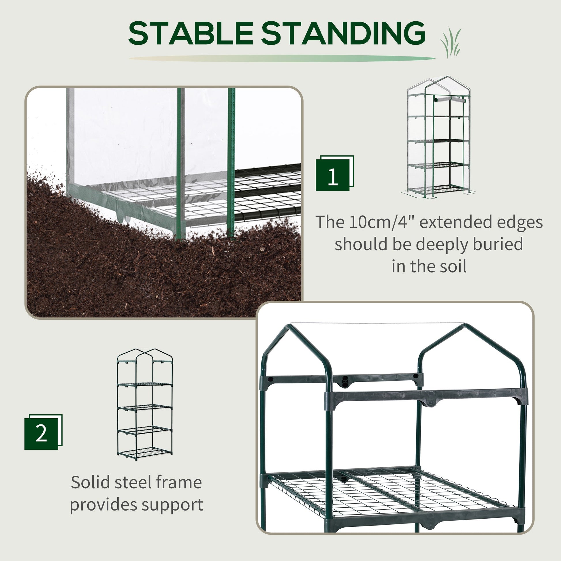 28" x 20" x 63" Portable Greenhouse with 4 Tier Shelves Outdoor Hot House Plant Flower Greenhouse, Steel Frame, PVC Cover, Transparent Portable Greenhouses   at Gallery Canada