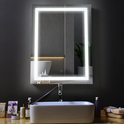 28 x 36 Inch LED Bathroom Mirror Wall Mounted Vanity Lighted Illuminated Mirror with with Touch Switch, Vertical Outline LEDs Wall Mirrors   at Gallery Canada