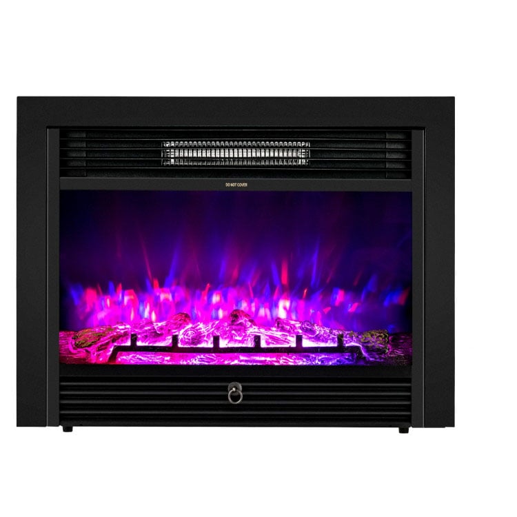 28.5 Inch Electric Fireplace Recessed with 3 Flame Colors, Black Fireplaces   at Gallery Canada