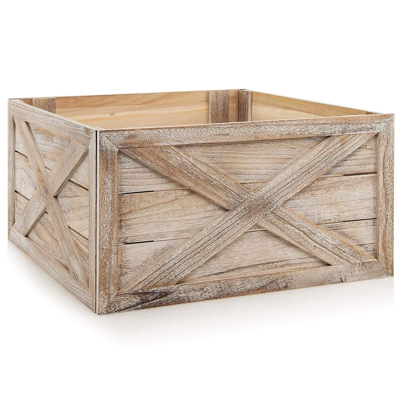 28.5 Inch Wooden Tree Collar Box for Indoor/Outdoor Use, Brown Christmas Decor & Accessories   at Gallery Canada