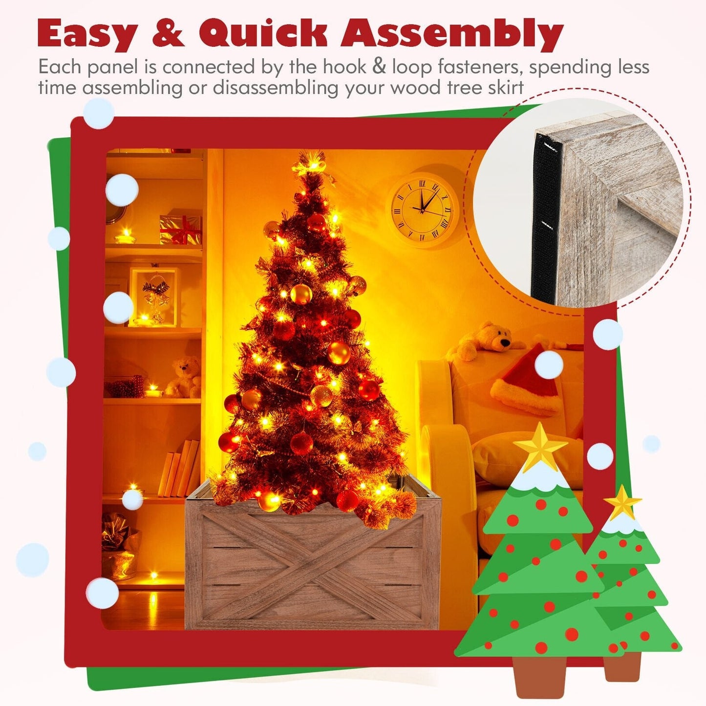 28.5 Inch Wooden Tree Collar Box for Indoor/Outdoor Use, Brown Christmas Decor & Accessories   at Gallery Canada