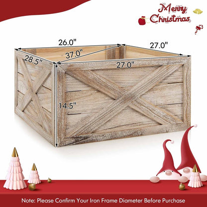 28.5 Inch Wooden Tree Collar Box for Indoor/Outdoor Use, Brown Christmas Decor & Accessories   at Gallery Canada