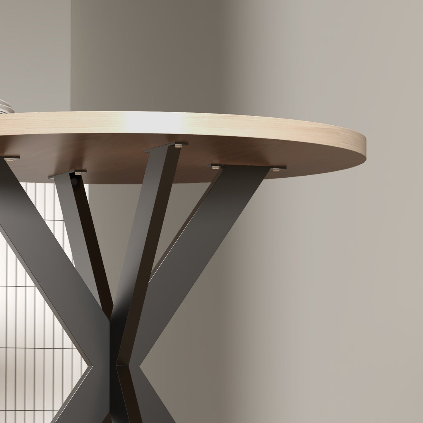 29" Dining Table, Contemporary Round Kitchen Table with Steel Legs, Brown Bar Tables & Dining Tables   at Gallery Canada