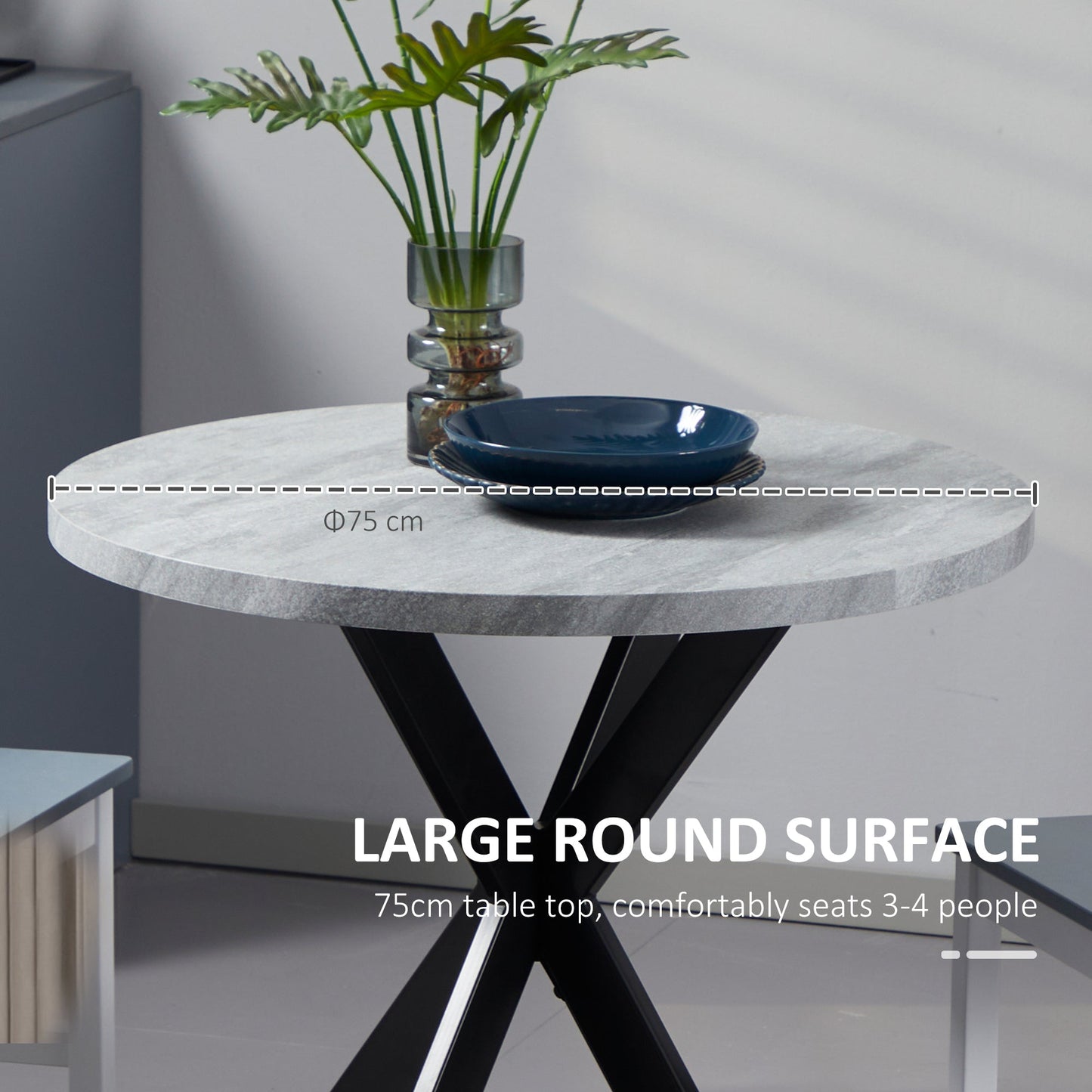 29" Dining Table, Contemporary Round Kitchen Table with Steel Legs, Grey Bar Tables & Dining Tables   at Gallery Canada