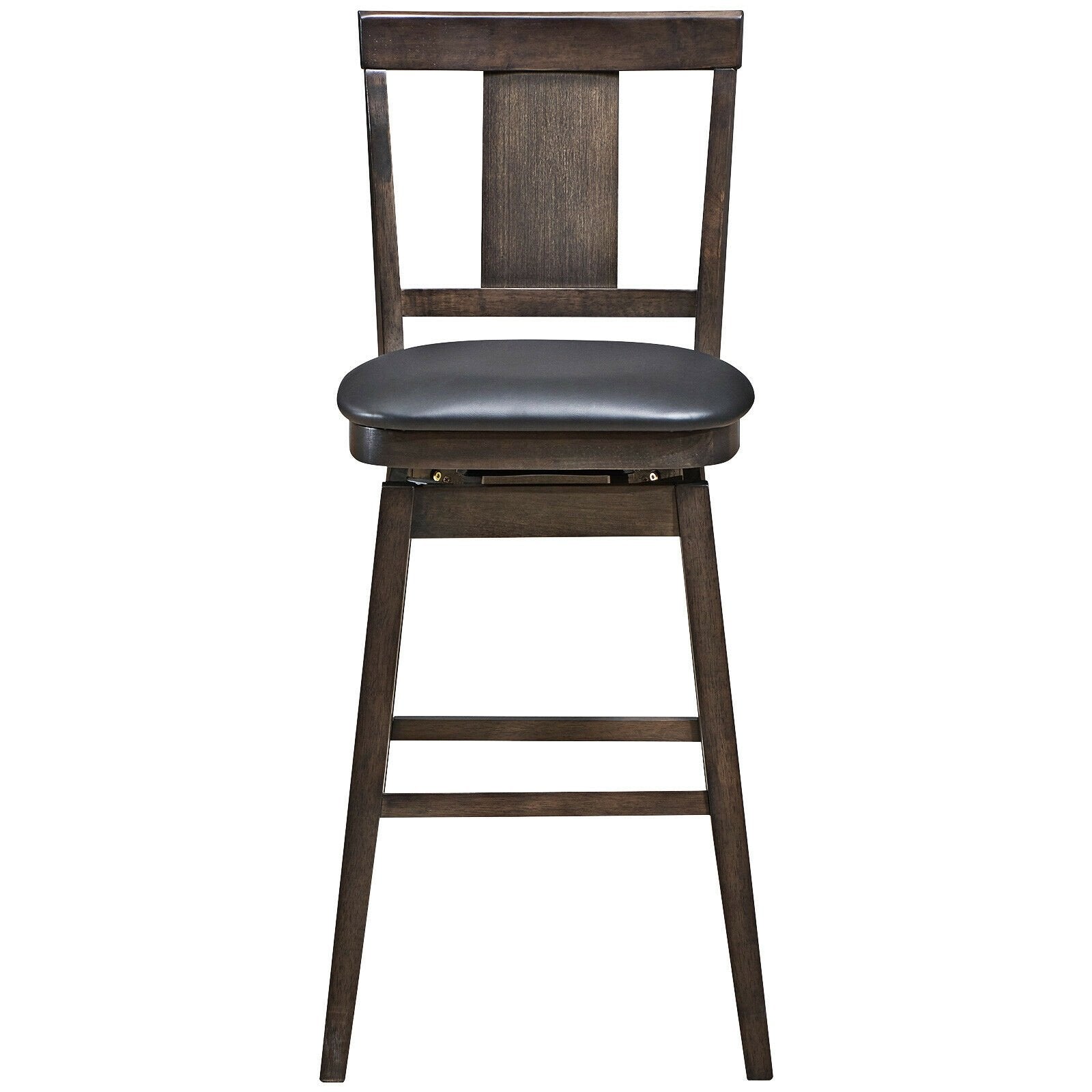 29 inch Swivel Upholstered Counter Height Bar Stool with Rubber Wood Legs, Brown Bar Stools   at Gallery Canada