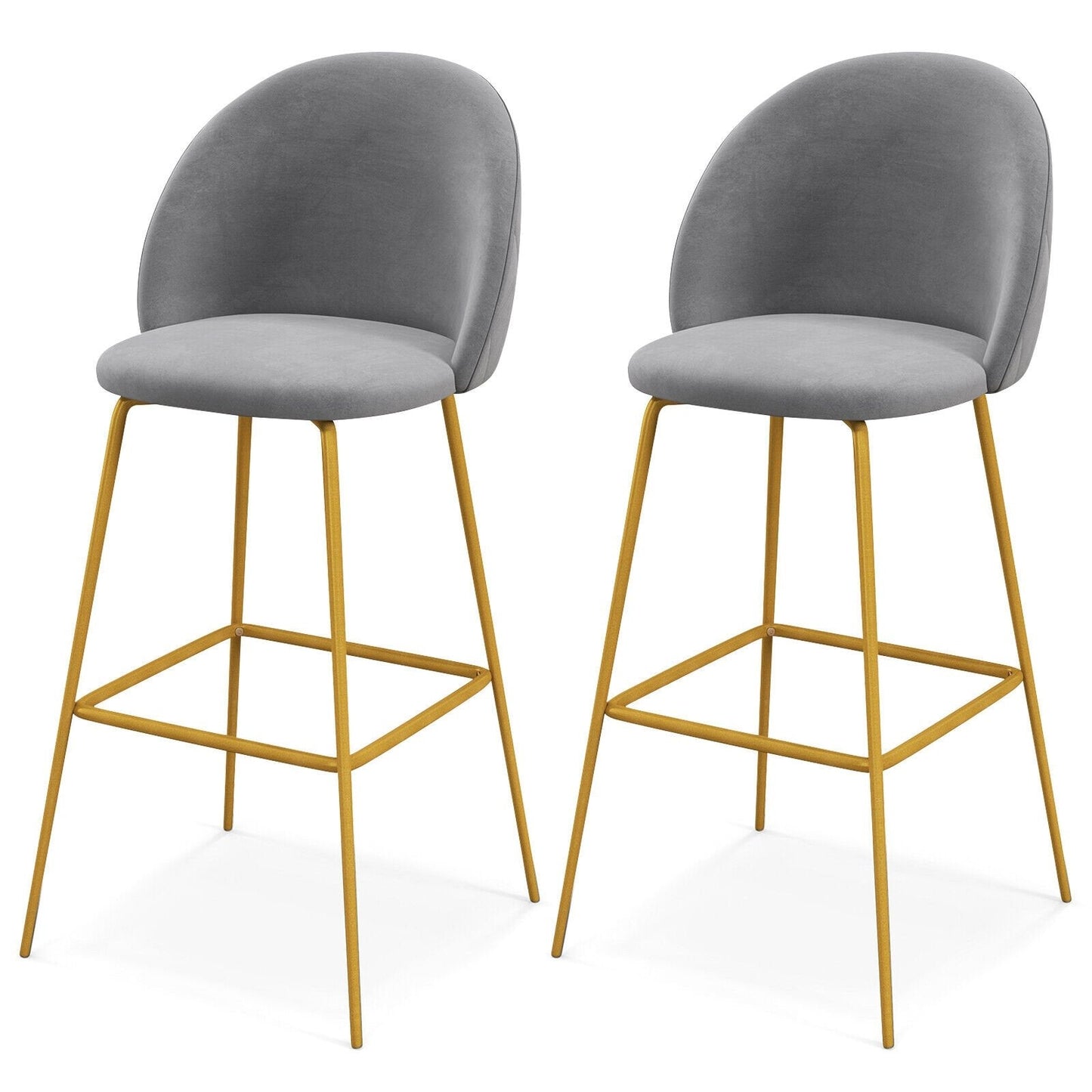 29 Inches Bar Stools Set of 2 with Padded Seats, Gray Bar Stools   at Gallery Canada