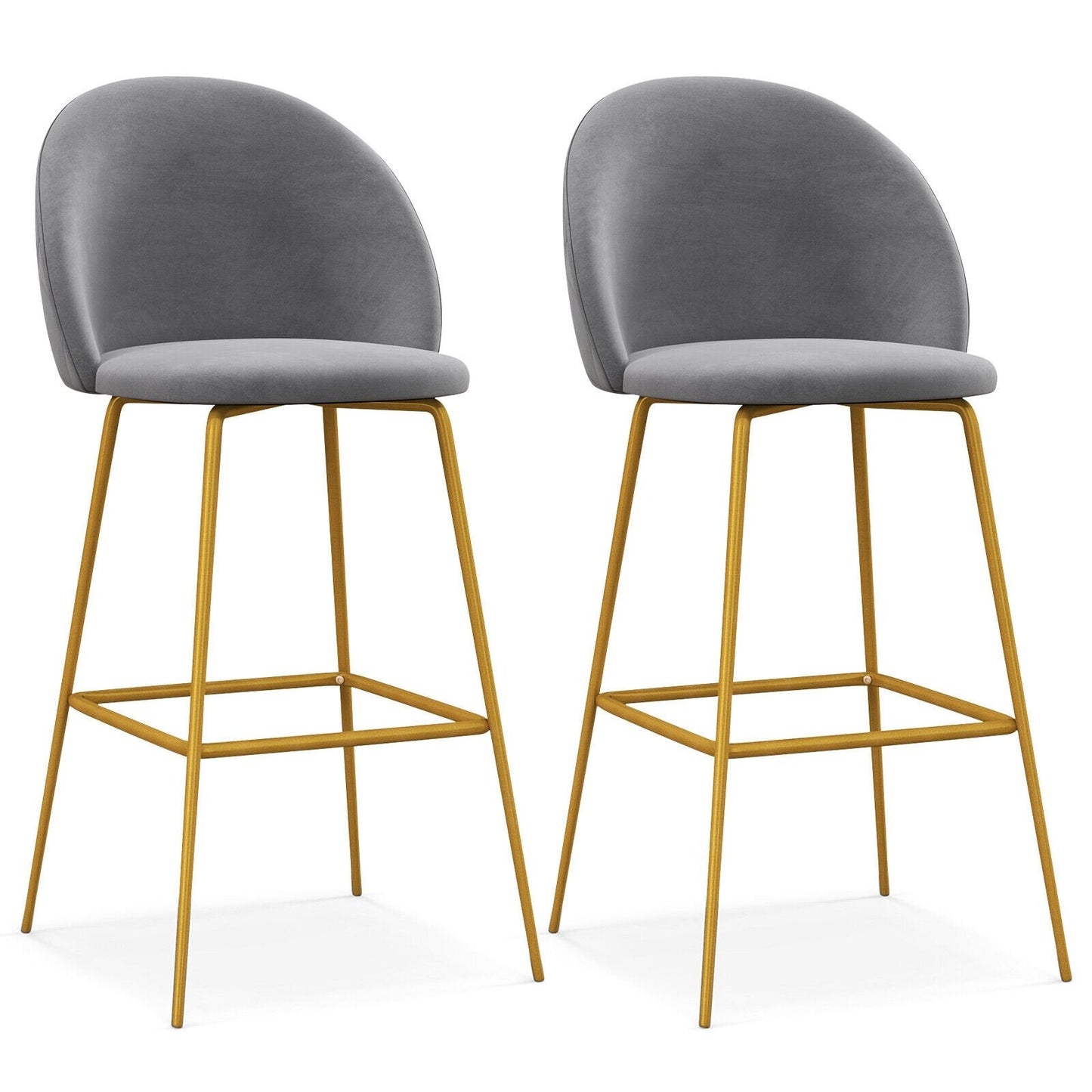 29 Inches Bar Stools Set of 2 with Padded Seats, Gray Bar Stools   at Gallery Canada