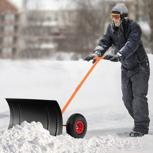 29 Inches Snow Pusher for Driveway, Orange Snow Removal   at Gallery Canada