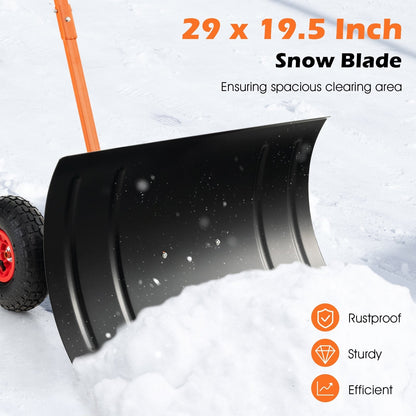 29 Inches Snow Pusher for Driveway, Orange Snow Removal   at Gallery Canada