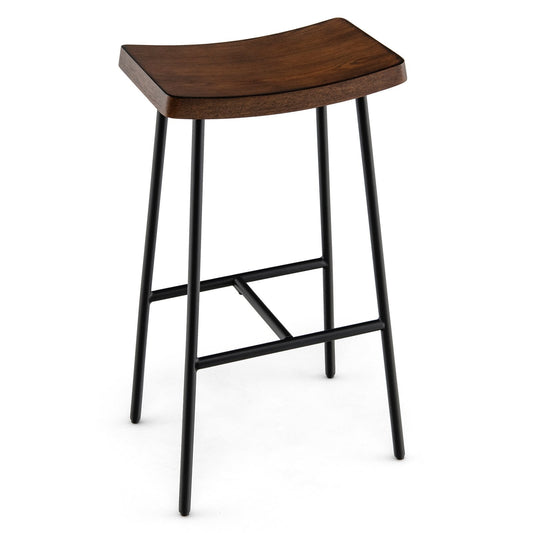 29'' Industrial Saddle Bar Stool with Metal Legs-29 inches, Rustic Brown Bar Stools   at Gallery Canada