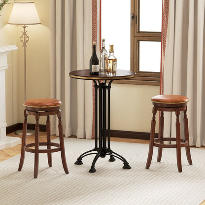 29" Swivel Bar Stool Set of 2 with Upholstered Seat and Rubber Wood Frame-29 inches Bar Stools   at Gallery Canada