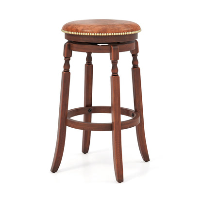 29" Swivel Bar Stool Set of 2 with Upholstered Seat and Rubber Wood Frame-29 inches Bar Stools   at Gallery Canada