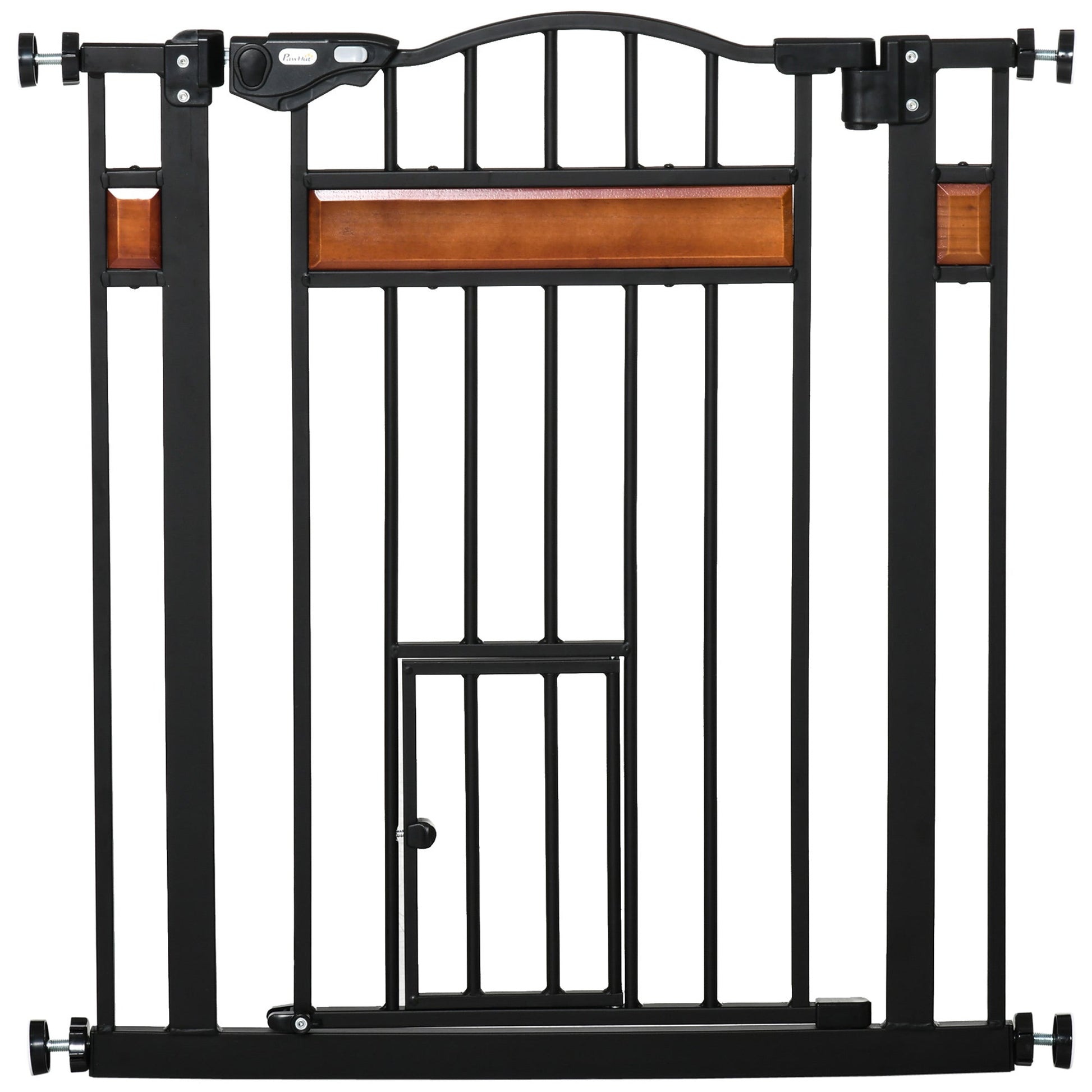 29.1''-31.5'' Extra Wide Dog Gate with Cat Door with Stair Pressure Fit, Auto Close, Double Locking, for Doorways, Hallways, Stairs, Black Houses, Kennels & Pens Black  at Gallery Canada