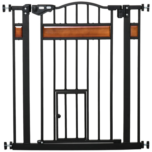 29.1''-31.5'' Extra Wide Dog Gate with Cat Door with Stair Pressure Fit, Auto Close, Double Locking, for Doorways, Hallways, Stairs, Black Houses, Kennels & Pens Black  at Gallery Canada